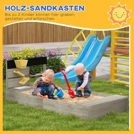 Outsunny Holzsandkasten mit Küchenelementen grau