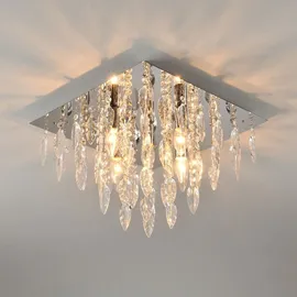 M2OUTLET M2 OUTLETLED-Kornleuchter Silber eckig, Chrom, Ø42cm, klar mit Besätzen