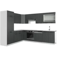 Vicco Winkelküche Fame-Line L-Form 227 x 287 cm Anthrazit/Weiß