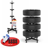 PROREGAL Fahrbarer Felgenbaum CARRERO für Autoreifen bis 225 mm, HxBxT 115,5x46x46cm, bis zu 4 Reifen, Schwarz, Reifenständer, fahrbar
