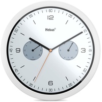 MEBUS Quarz-Wanduhr mit Thermometer und Hygrometer / Kunststoff /