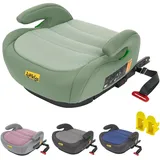 Jovikids Sitzerhöhung Auto Kinder ISOFIX, ECE R129 Kindersitzerhöhung 125-150cm, Verdickter Stoffbezug & Isofix Einführhilfe, Leicht Waschbar (Hellgrün, Kein Becherhalter)