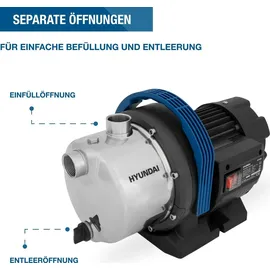 Hyundai Gartenpumpe GP12050 1200 W, Fördermenge 5.000 l/h, Förderhöhe max. 50 m, Ansaughöhe max. 8 m