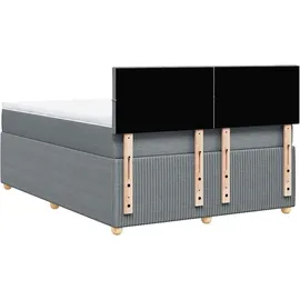 vidaXL Boxspringbett mit Matratze Hellgrau 140x200 cm Stoff