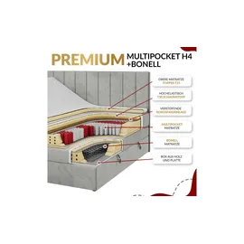 mks möbel Boxspringbett mit Bettkasten ¦ beige ¦ Maße (cm): B: 208 H: 115