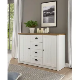 furn.design Sideboard 130 x 88 cm Weiß / Eiche