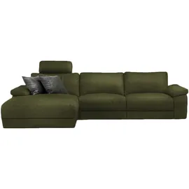 KAWOLA Ecksofa XL motorischer Relaxfunktion LOLA Dunkelgrün Webstoff Relaxfunktion