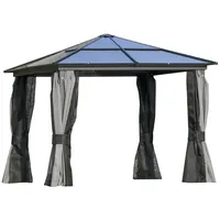 Outsunny Luxus Pavillon Gartenpavillon Alu Partyzelt mit lichtdurchlässigem pc