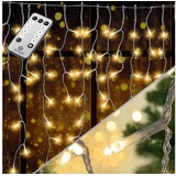 KESSER KESSER® Regenlichterkette Lichterkette inkl Fernbedienung - 8 Leuchteffekte - Timer - In- & Outdoor Regenkette Deko Weihnachtsbeleuchtung Party