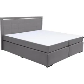 Collection AB Boxspringbett COLLECTION AB "30 Jahre Jubiläums-Modell Athena", grau (hellgrau), B:193cm L:208cm, Holzwerkstoff, Spanplatte, Komplettbetten, Boxspringbett, in H2,H3 & H4, wahlweise mit LED-Leiste