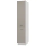 Feldmann-Wohnen Apothekerschrank Bonn (2D14K/40 kargo, 1 Tür, 2 Einlegeböden, 1 Korbauszug, 1-St., moderne Optik, MDF Fronten) weiß / kaschmir matt braun