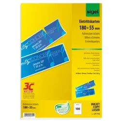 SIGEL Eintrittskarten m.Abriss A4 100ST weiß LP714 180x55mm 225g