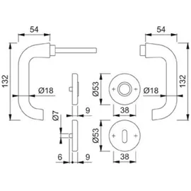 HOPPE Rosettengrt.Paris 138L/42KV/42KVS Alu.F1 rd.PZ DIN L/R D/D