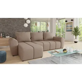Sofnet Ecksofa Cleo L mit Schlaffunktion - Sofa mit Bettkasten, Polsterecke, Couchgarnitur, Eckcouch, Couch, Sofagarnitur - Ottomane Universal Beige (Soro 23)