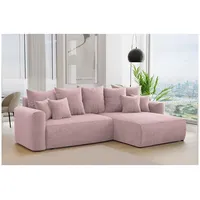 MEBLINI Schlafcouch mit Bettkasten - 260x160x78cm - Altrosa Cordstoff - BALI - Kleines Ecksofa mit Schlaffunktion - Sofa mit Relaxfunktion und Kiss... - Rosa