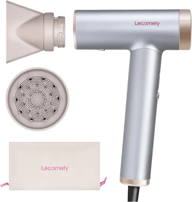 Lecomely Hochgeschwindigkeits-Haartrockner, leistungsstark und leicht, 2 Geschwindigkeits- und 4 Temperatureinstellungen, ergonomisches Design, Kaltlufttaste, Diffusor und Konzentrator