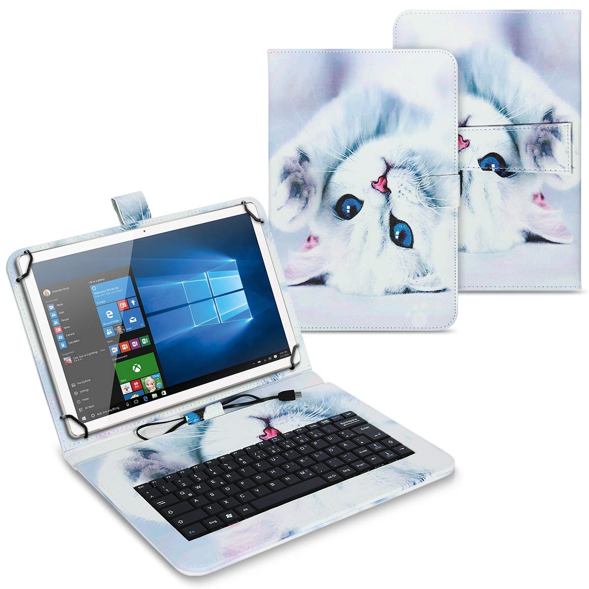 UC-Express Tablet Schutzhülle USB Tastatur - kompatibel mit Teclast T50 Allen 11 Zoll Geräten - 360 Grad Hülle für Tablets - ultradünne Tablettasche - Tablet QWERTZ Case, Farben:Motiv 2