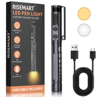 RISEMART Wiederaufladbare Stiftleuchte mit Pupillenlehre LED Penlights für Krankenschwestern Ärzte, Warmes/Weißes Licht, USB Wiederaufladbare Medizinische Penlight Geschenke für Krankenschwestern