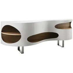 SalesFever Sideboard, weiss/walnussfarben, Mitteldichte Faserplatte (MDF)/metall
