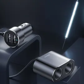 Baseus Autoladegerät Splitter 2xUSB 3.1A 100W (Bl