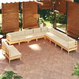 vidaXL Garten-Lounge-Set 11-tlg. creme Kiefer
