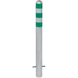 PROREGAL Rammschutzpoller CITY aus Stahl mit weißen Reflexstreifen | Ladesäulen-Schutz zum Aufdübeln | HxØ 80x10,8cm | Silber/Weiß