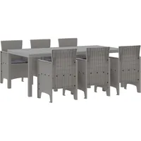 VidaXL Garten Essgruppe 7 pcs Hellgrau Polt Rattan -