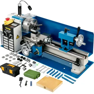 VEVOR Mini Drehmaschine 550 W, Metall Drehbank Max. 2500 U/Min, Tischdrehmaschine, Gewinde 12-52 TPI, Zubehör Inkl.