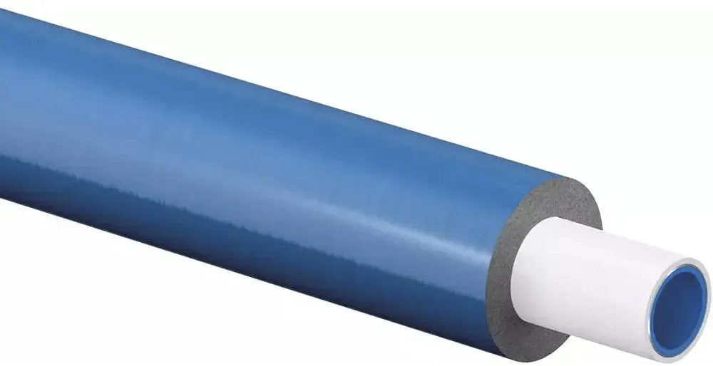 Uni Pipe Uponor PLUS weiß vorisoliertes 5-Schicht Verbundrohr PE-RT mit blauer Isolierung in Rolle (Ausführung: 20x2.25 mm - 6 mm isoliert. 75 m)