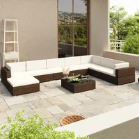 Ankonbej 8-tlg. Garten-Lounge-Set mit Auflagen Poly Rattan Braun - Braun