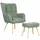 Beliani Ohrensessel Vejle Bouclé 70 x 100 x 80 cm Hellgrün mit Hocker