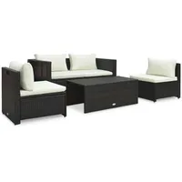 vidaXL 6-tlg Garten-Lounge-Set mit Auflagen Poly Rattan Braun