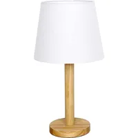 Nowa Tischleuchte Nachttischleuchte Beistelllampe Holzoptik Textil weiß E14 H