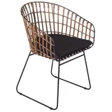 SAM® Esszimmerstuhl Puno, Trendiger Rattanstuhl, geflochtenes Design, Metallgestell braun