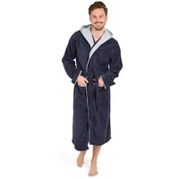Blumtal Bademantel Herren, Baumwolle, mit gefütterter Kapuze, mit samtigen Frottee-Velours, Oeko-TEX® Zertifiziert blau S
