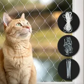 LIONTO Katzenschutznetz 3x8 m Transparent/Weiß