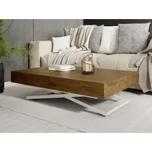 WFL GROUP Couchtisch Cavetta U Braun Eiche 120-200 x 80 x 27-76 cm