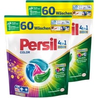 Persil 4in1 Color DISCS 120 WL (2 x 60 Waschladungen), Waschmittel mit Tiefenrein Technologie, Colorwaschmittel für reine Wäsche und hygienische Frische für die Maschine