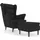vidaXL Ohrensessel mit Hocker Samt 64 x 96 x 90 cm Schwarz