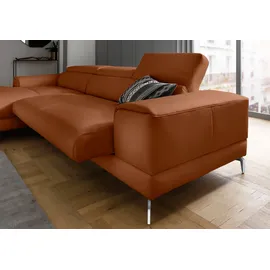 W.Schillig Ecksofa "piedroo, Designsofa mit tollem Sitzkomfort, bequem und elegant, L-Form", braun (cognac z69), B:303cm H:70cm T:193cm, Longlife Xtra-Leder Z69: Das feinnarbige, gedeckte Softleder Z69 besticht durch seine außergewöhnliche Weichheit im trendigen