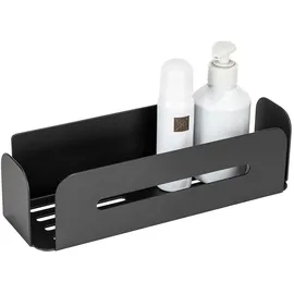 Wenko Turbo-Loc® Wandablage Bivio Black matt, aus Aluminium, zur Aufbewahrung im Bad, Befestigen ohne Bohren, Schwarz