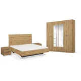 Rauch Möbel Florenz Schlafzimmer, Eiche Artisan, Holz, bestehend aus Bett mit Liegefläche 180x200 cm inklusive 2 Nachttische und Drehtürenschrank mit Spiegel BxHxT 181x210x54 cm