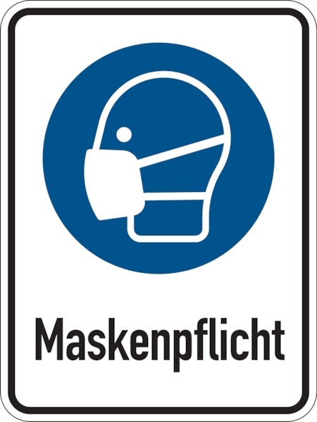 Kombischild, Maskenpflicht, Aluverbund, 400 x 300 mm - 300x400x2 mm Aluverbund