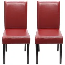 MCW Esszimmerstuhl Littau 2er-Set Leder Rot Dunkle Beine