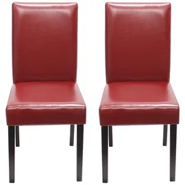 MCW Esszimmerstuhl Littau 2er-Set Leder Rot Dunkle Beine