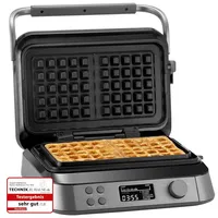 Klamer Waffeleisen belgische Waffel, Waffeleisen doppelt mit 7 Stufen und 5 Programmen, Platten mit Antihaftbeschichtung, Überlaufrille