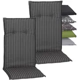 Beo Gartenstuhlauflagen Hochlehner 2er Set Barcelona | Made in EU nach Öko-Tex Standard | Hochlehner Auflagen waschbar | Atmungsaktive Stuhlauflagen Hochlehner mit Nadel-Streifen