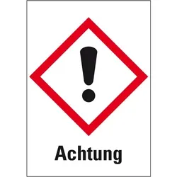 Aufkleber I Gefahrensymbol Ausrufezeichen GHS 07, Achtung, Folie, 74x105mm, GHS-Verordnung