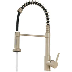 KLARWERK BERND | Gastronomie Beige schwenkbare Armatur | Edelstahl Wasserhahn Küche | Profi Mischbatterie 360 Grad drehbar mit Brause | Hochdruck 2 Anschlüsse