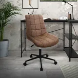 ML-Design Bürostuhl Braun, Kunstleder Sitzfläche, Metallgestell, Polsterstuhl mit Rückenlehne, höhenverstellbar, 360° Drehstuhl mit 5 Rollen,
